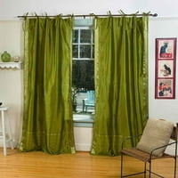 Olive Green Tie Top Sheer Sari Cafe zavjese Drape Panel-43w 24L-Piece
