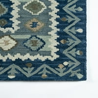 Momena trkač cvjetni tradicionalni ručni tepih, plavi, 2'3 8 '