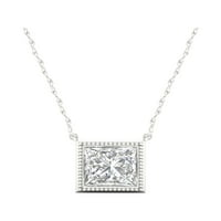 Imperial 1 5CT TDW princeza dijamant 10k Bijelo zlato Solitaire ogrlica