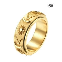 Mortilo Nanafast Okretni prsten od nehrđajućeg čelika ublažava prsten za anksioznost Sunce Moon Star Engoment