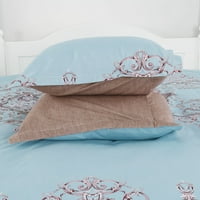 Jedinstvena povoljnija 3-komadna prevlaka za prevlake za pokrov posteljina Posteljina plava cvijeća Twin