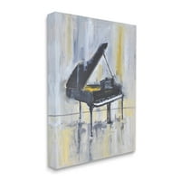 Stupell setrija nervirala Grand Piano Instrument Blue Gold Platno Zidna umjetnost, 20, Dizajn Allayn Stevens