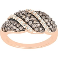 Carat T. W. šampanjac i bijeli dijamant 10kt modni prsten od ružičastog zlata