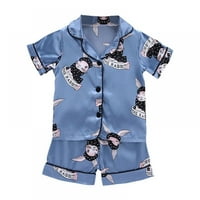 Baby Kids Boys Girls Bunny Print Outfits Set Kratki Rukav Bluza Tops+Šorc Pidžame Za Spavanje
