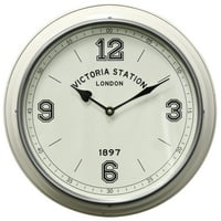 Polu-sjajni srebrni krug Victoria stanice Zidni sat sa staklenom prednjem dijelom