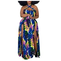 Ljetne haljine duge casual maxi ženski maxi Split print Halter veličine cvjetni plus vrat haljina ženske