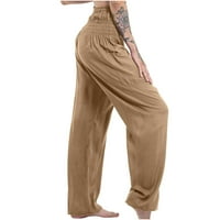 Radne Pantalone Za Žene Pamučne I Lanene Pantalone Modni Kombinezon Pantalone Široke Džepne Pantalone