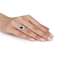 3 - karatni T. G. W. Moissanite i 1-karatni T. W. Crni Dijamant 10kt koktel prsten od bijelog zlata