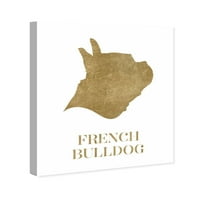 Wynwood Studio životinje zid Art platno grafike 'francuski buldog siluetu' psi i štenci - zlato, bijelo