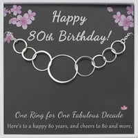 Anavia 80. rođendanski poklon za baku, sterling srebrne ravne krugove ogrlicu, godina stari rođendan za