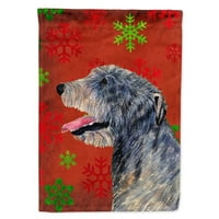 Caroline's blaga SS4713-Zastava-roditelj irski vučni Wolfhound Crveni i zeleni snježni pahulji za božićnu