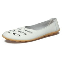 Gomelly ženske casual cipele na stanama Udobni natikači prozračne kožne cipele White White 8.5