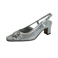 Clea ženske haljine široke širine Slingback metalik cipele srebrne 7