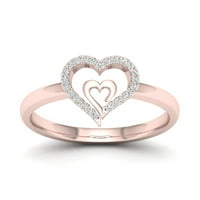 1 10ct TDW Diamond 10k Rose Gold srce u srcu modni prsten