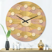 Designart 'Golden Geometrical Retro Fish Scale' Mid-Century Modern Wood Wall Clock