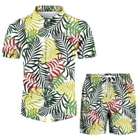 Xysaqa muški set za havajsku plažu, Ležerne ljetne kratke hlače, košulje s printom od tropskog cvijeća