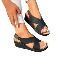 Cameland ženske sandale ljeto Plus Size klinaste sandale za gležanj ženske Peep Toe Slip-On Retro izdubljene