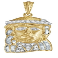 10k žuti zlatni muški okrugli dijamant privjesak sa šarmom Isusa Krista