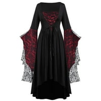 Renesansna Gotička haljina za žene čipkasta truba rukav haljine Halloween Srednjovjekovna Steampunk haljina