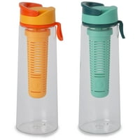 GoBottle Tangy Infuser, nepropusnost, široka usta, flaša za vodu bez BPA, 32oz, 2 pakovanja