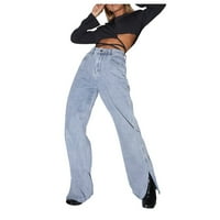 Žene Jeans Solid Boja Jeans Gradijent oprane pantalone sa prorezima