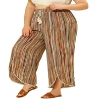 Jedinstvene povoljne ženske pantalone sa širokim prugama sa podeljenim elastičnim strukom i širokim prugama