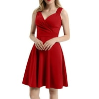 Ženske haljine ženske haljine bez rukava bez rukava od pune kratke haljine za žene crvene xxl