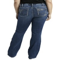 Srebrna Jeans Co. Ženska plus veličina Elyse Mid Rise Slim Bootcut Jeans Struk Veličine 12-24