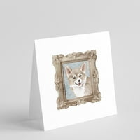 Corgi Crveni bijeli štene četverokutne čestitke i koverte