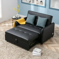 Futon kauč na razvlačenje, Aukfa 51 konvertibilni Crni spavač za dom, Podesiva prevelika fotelja sa dvostrukim
