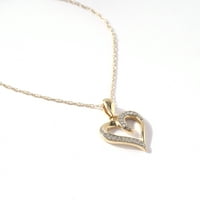 Carat T. W. Dijamantska ogrlica od 10kt žutog zlata u obliku srca