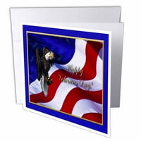 3Droza dnevni boravak ćelav orao sa američkom zastavom, čestitke ,, set od 12