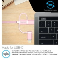 Naztech pletenica 3-in- hibridni USB kabel, zlato ruža