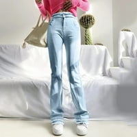 Ženske casual pantalone Ženske visoko elastične hlače visoke elastične struke Slim Fit Jeans flare pantalone