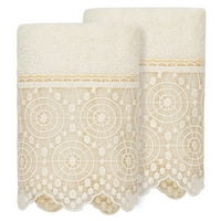 Linum domaći tekstil pamuk ukrašeni krpe za pranje, off-White