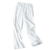 Levmjia široke pantalone za žene Plus čvrste džepne pantalone visokog struka ravne široke pantalone