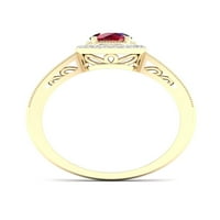 Carski dragi kamen 10k žuto zlato okrugli rez Ruby CT TW dijamantski Halo ženski prsten