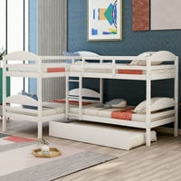 Kreveti Na Sprat u obliku slova 4, Aukfa Twin preko dvokrevetnog kreveta na sprat sa rešetkom, krevet